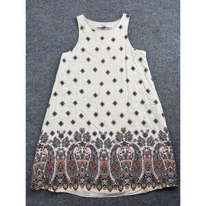 Jody California Sleeveless Dress Women's‎ S White Multi Print Shift Lined USA